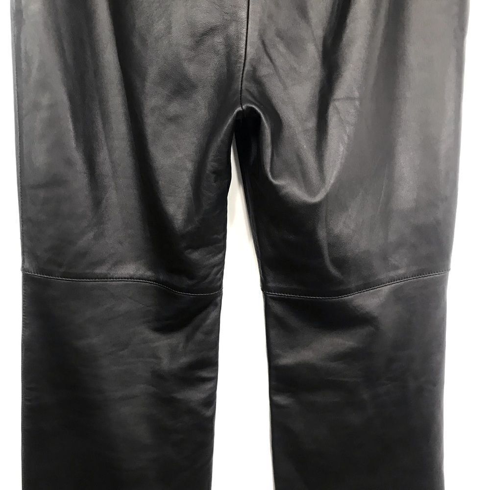 St. John Sport Black 100% Leather Straight Leg Zip Pocket Ankle Pants - Picture 8 of 16